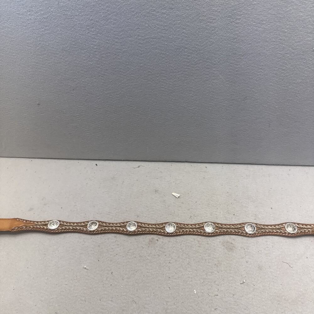 VTG Tony Lama Western Concho Belt 7106L Braided Leather Horsehair Scalloped 42